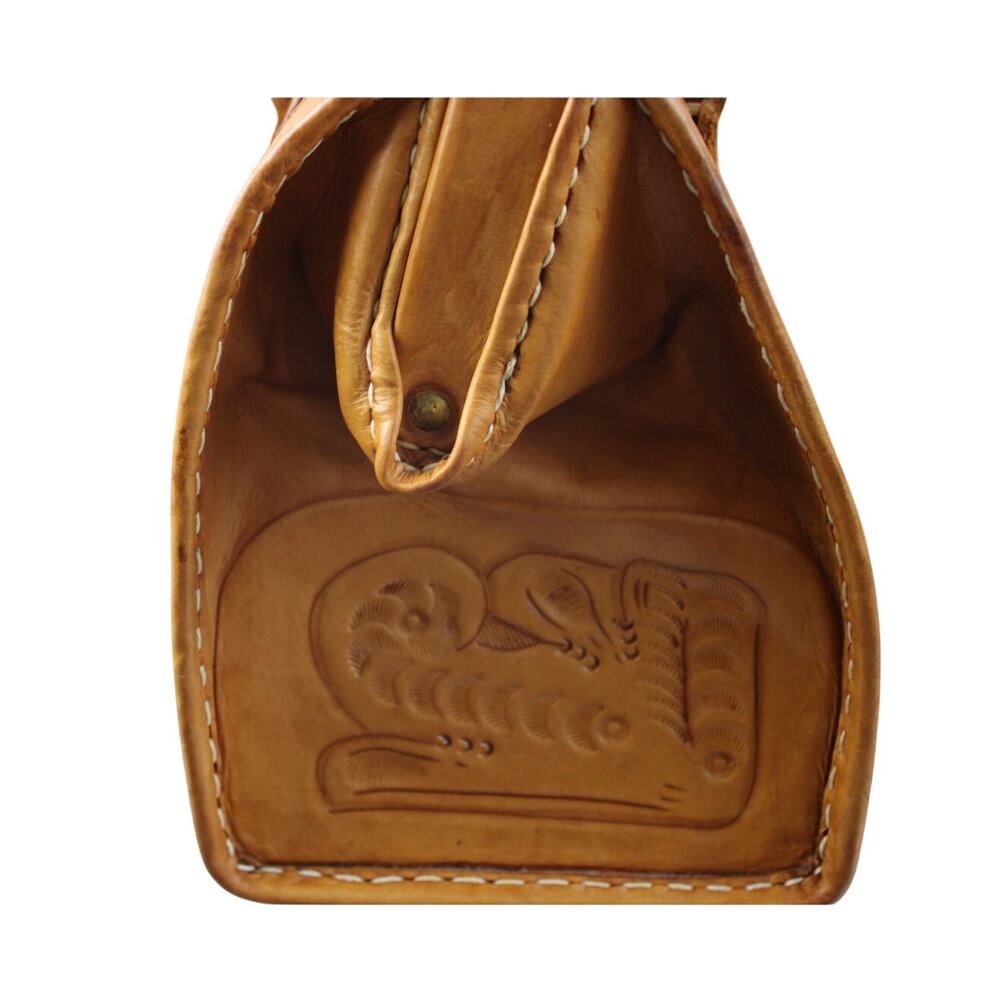 Western Leather Vintage Tooled "Doctor Bag" - Picture 5 of 7